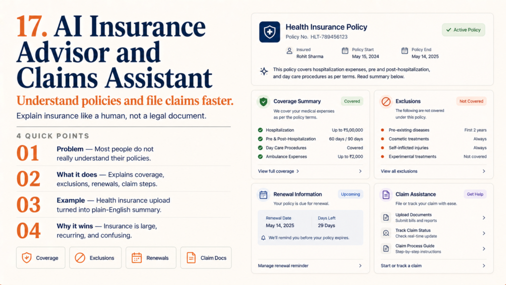17. AI Insurance Advisor and Claims Assistant