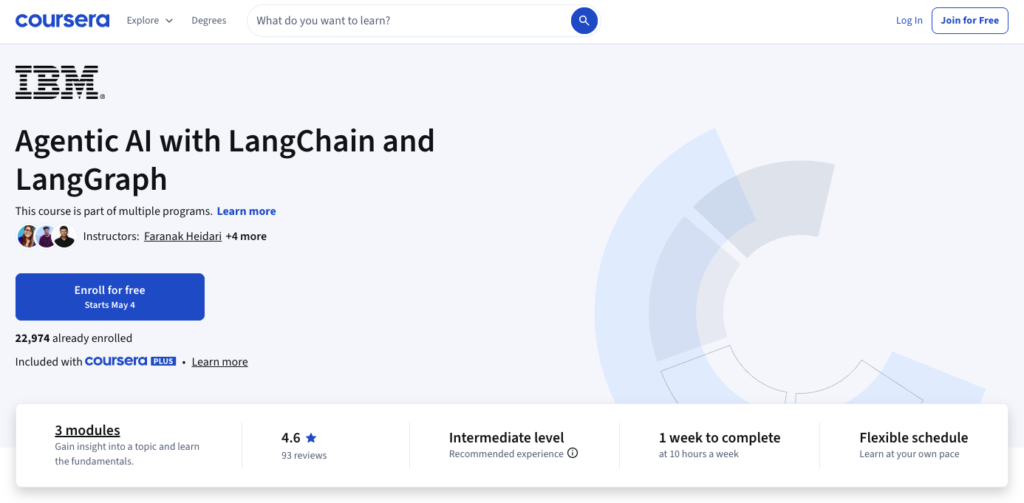 8. Agentic AI with LangChain and LangGraph — IBM (Coursera)