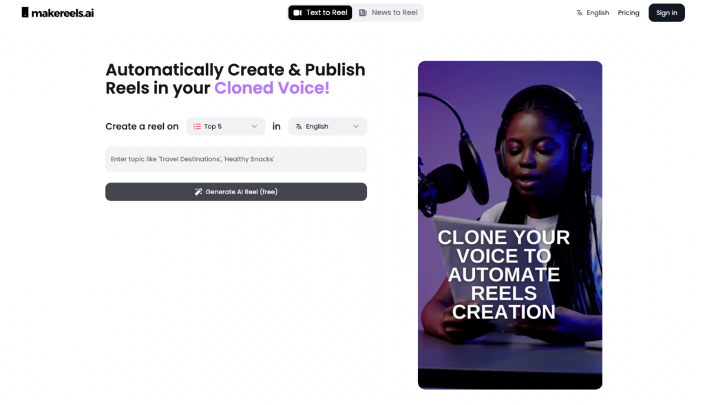 8. MakeReels.ai - Publish Reels in Your Own Cloned Voice