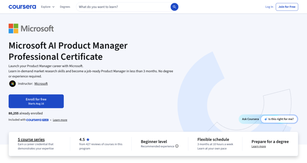 8. Microsoft AI Product Manager Professional Certificate