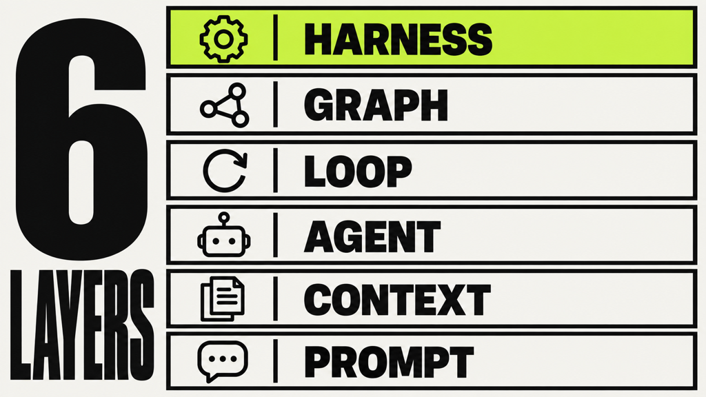 Six engineering layers behind AI agents: prompt, context, agent, loop, graph, and harness engineering