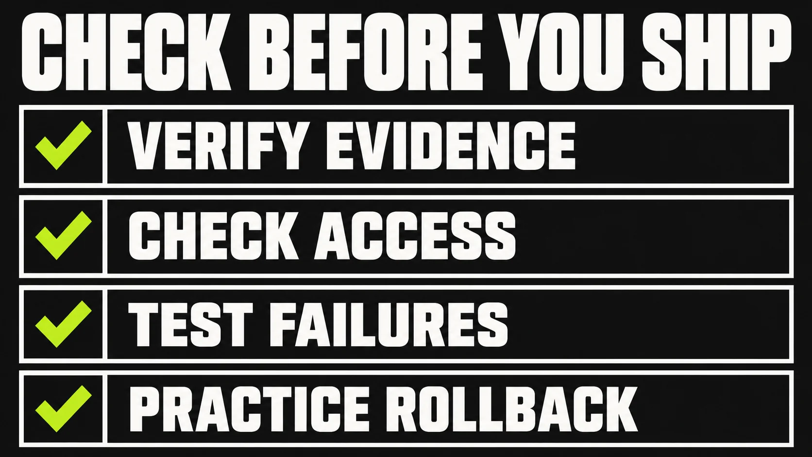 AI engineering practice checks for evidence permissions tests and release recovery