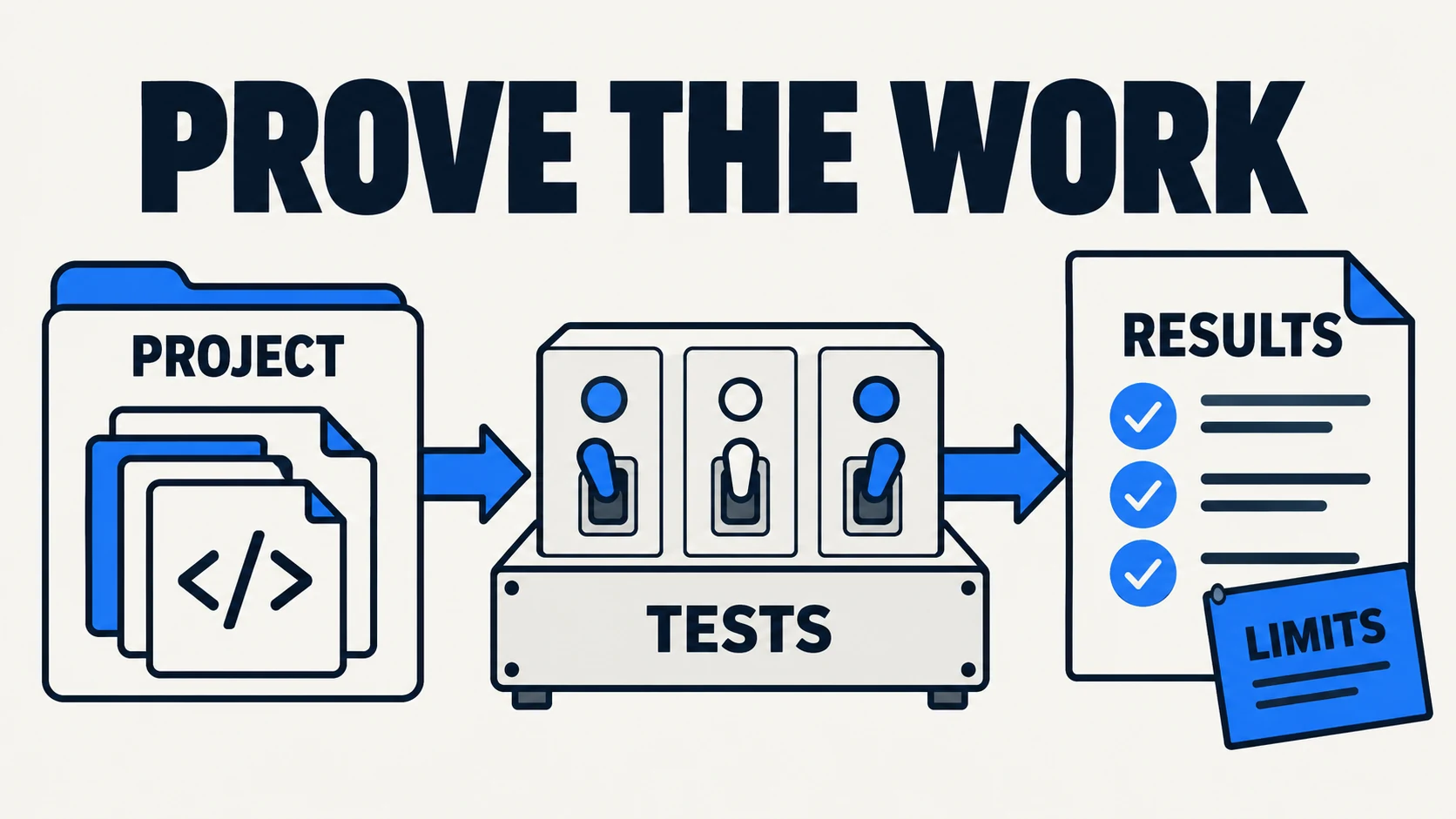 AI portfolio proof: connect the project, tests, results, and limits in one case study